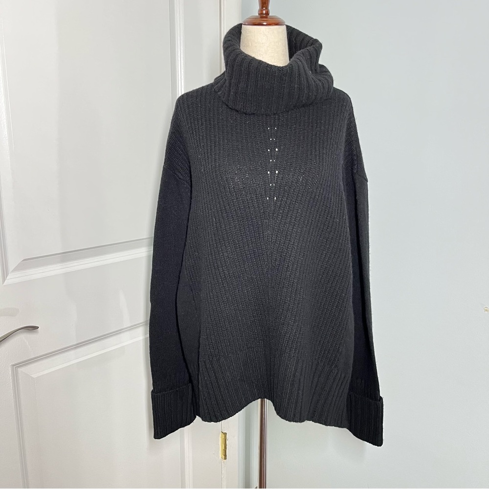 Anthropology Moth black wool blend oversized sweater size S - Picture 6 of 12